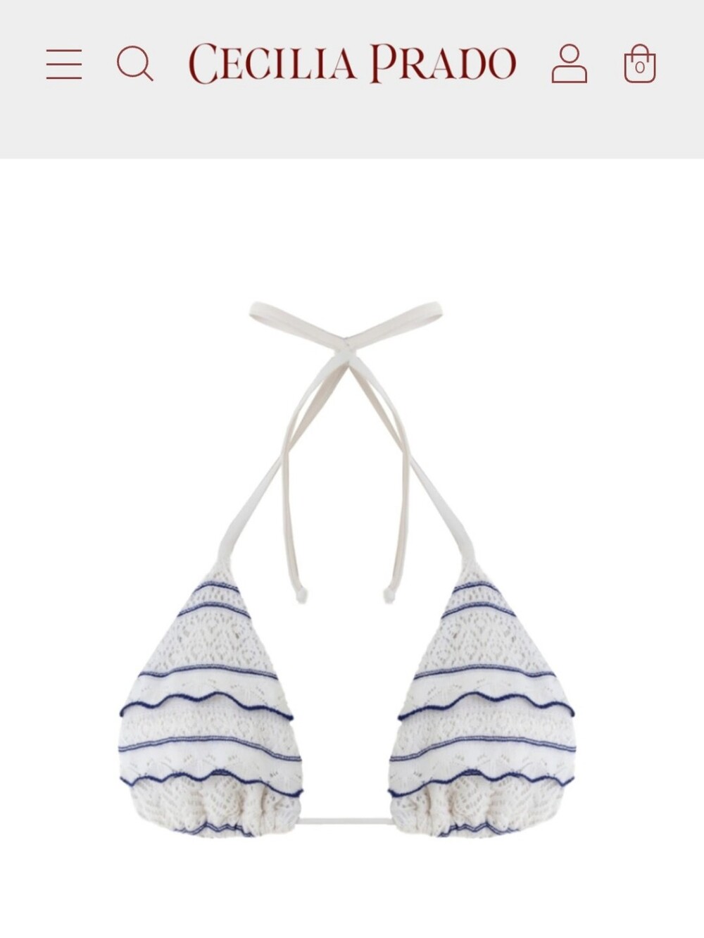 Cecilia Prado Mare Crochet Blue and White Bikini Top
